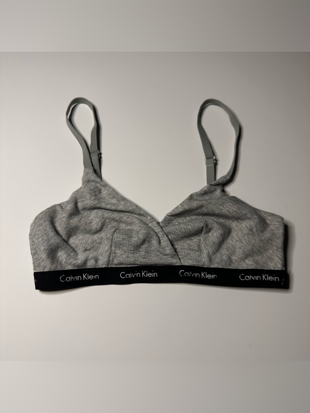 Calvin Klein Size Small Gray Triangle Bralette Bra Lounge Adjustable Straps